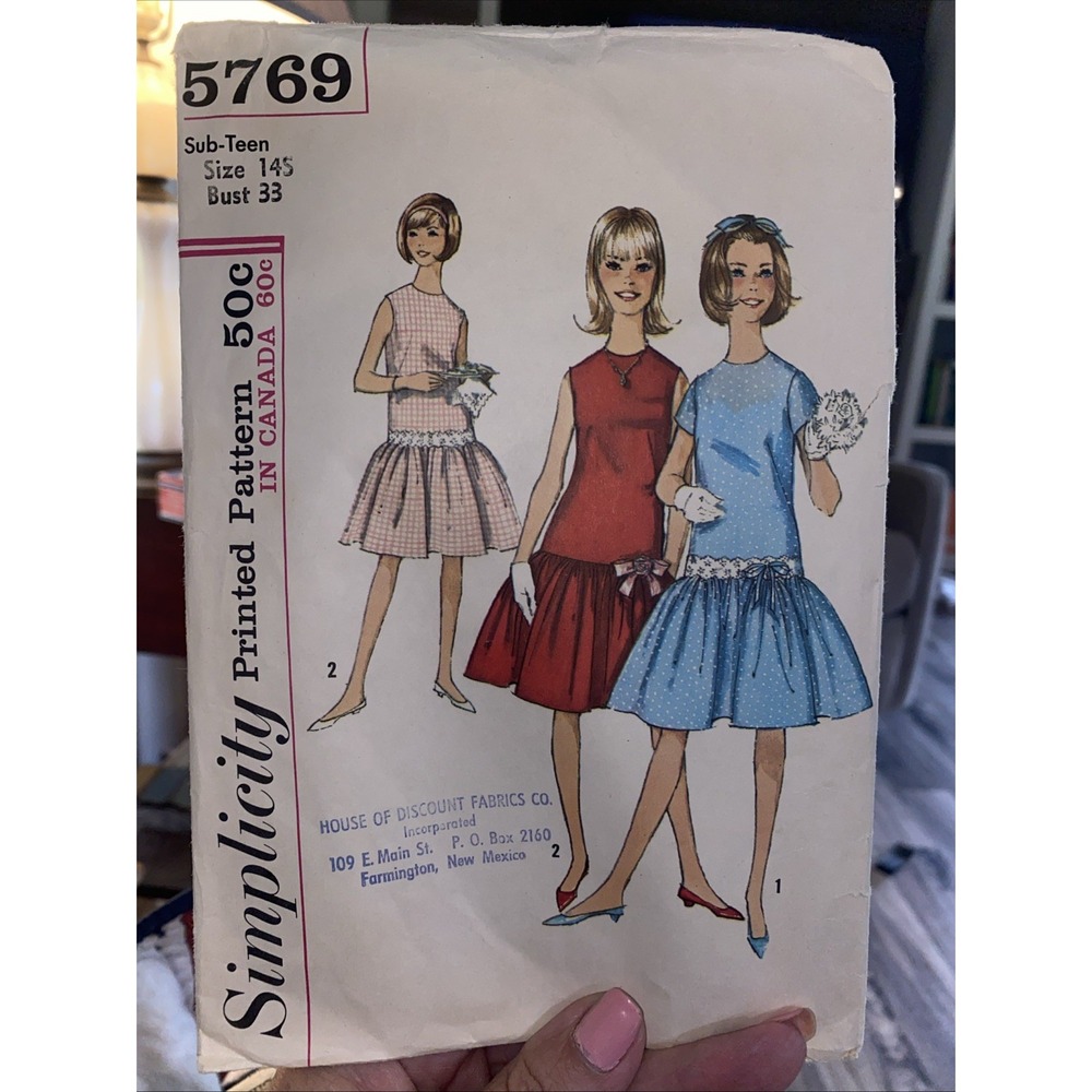Vintage 1964 Simplicity Dress Sewing Pattern 5769 Size 14S Bust 33 Cut Complete